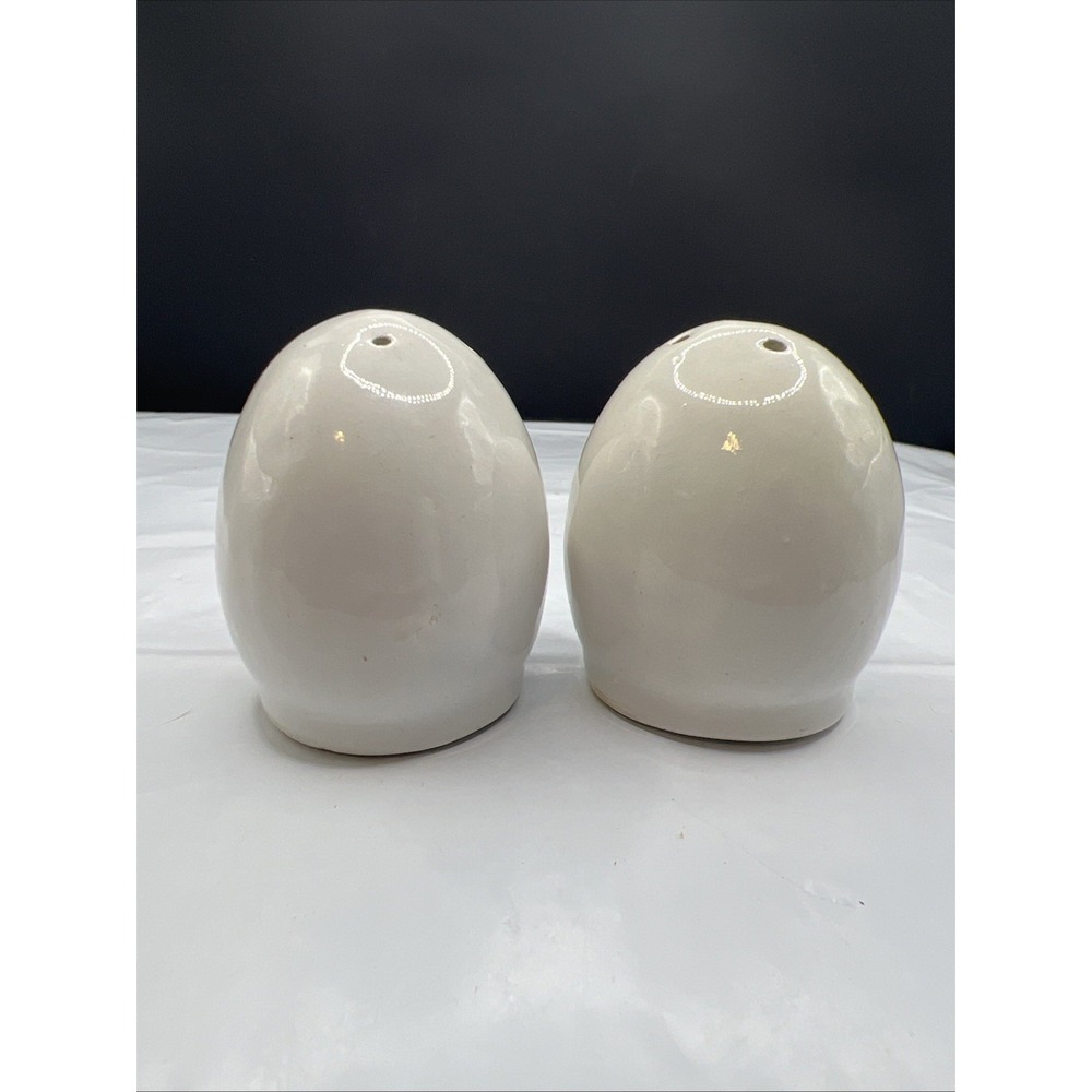 Vintage Italian Ceramic Egg Salt and Pepper Shakers White Mid Century Italy Cork
